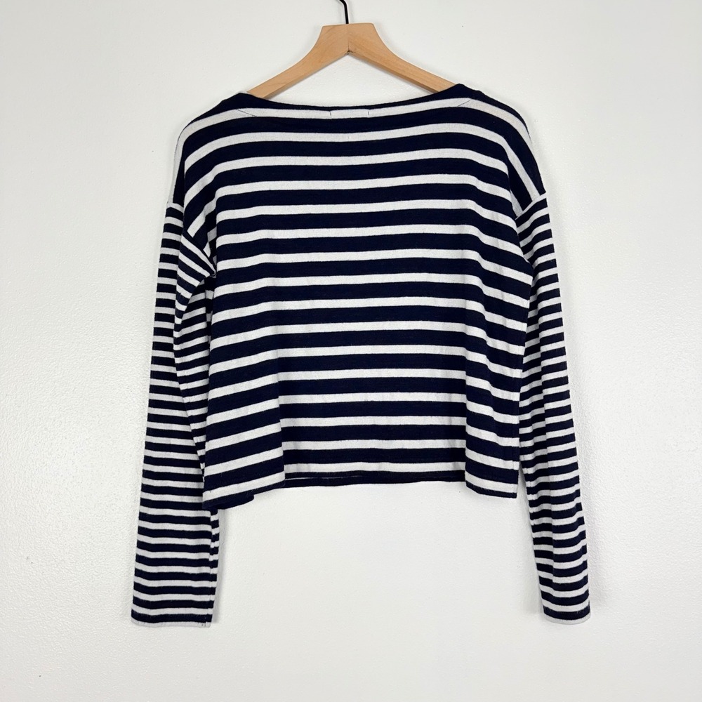 Rag & Bone Striped Long Sleeve Top Womens XS Navy White Boat Neck Rayon Blend - Picture 5 of 14